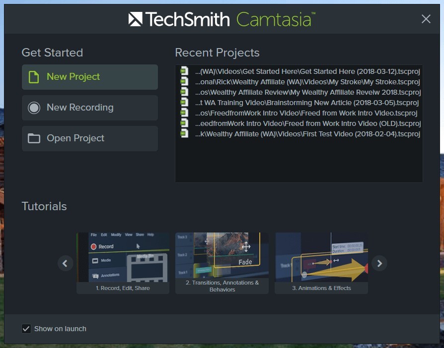 camtasia transitions menu