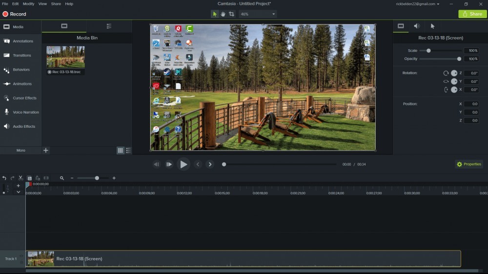 Camtasia video editing mode